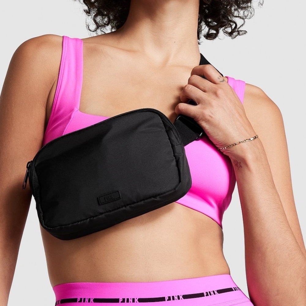 PINK Adjustable Black Belt Bag